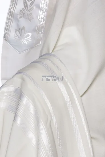 טלית לחתן צמר מהודרת דגם "מודים" לבן