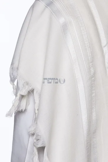 טלית צמר לחתן מהודרת דגם "ישתבח" לבן