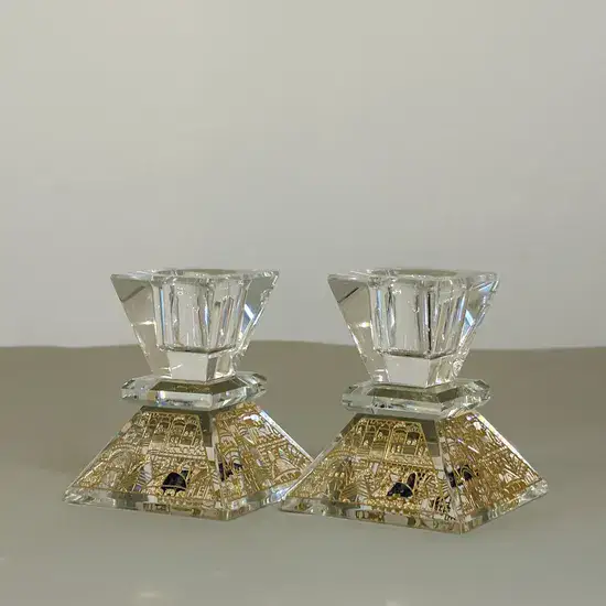 פמוטי קריסטל יוקרתיים, שילוב טס זהב ירושלים.