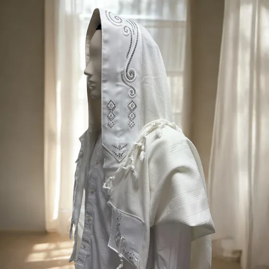 טלית לחתן בשילוב סברובסקי דגם "הידורים"