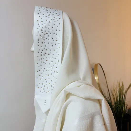 טלית לחתן בשילוב אבני סברובסקי SWAROVSKI דגם "יהלום"