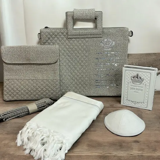 סט מהודר לחתן דגם אפור כסף